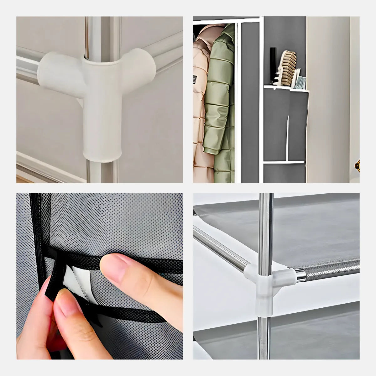 Guarda Roupa Closet Dobrável Organizador com Capa de Tecido - Cinza