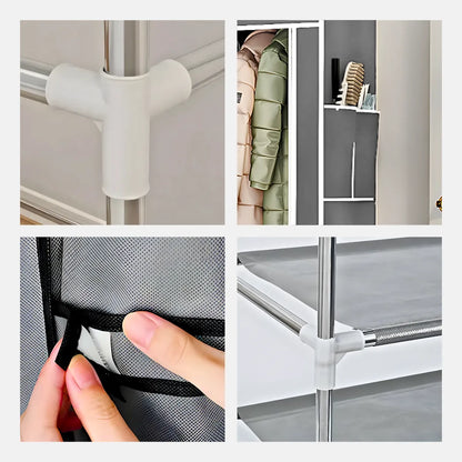 Guarda Roupa Closet Dobrável Organizador com Capa de Tecido - Cinza