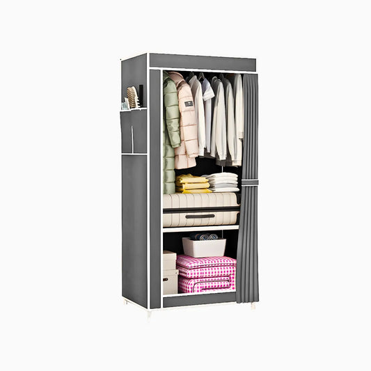 Guarda Roupa Closet Dobrável Organizador com Capa de Tecido - Cinza