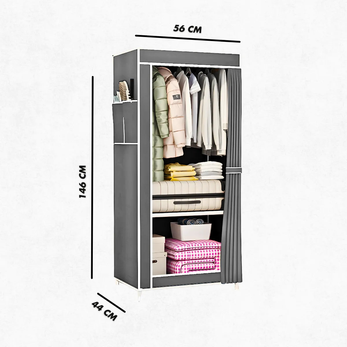 Guarda Roupa Closet Dobrável Organizador com Capa de Tecido - Cinza