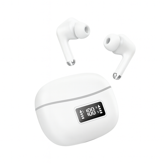 Fone de Ouvido Bluetooth com Tela LED Branco